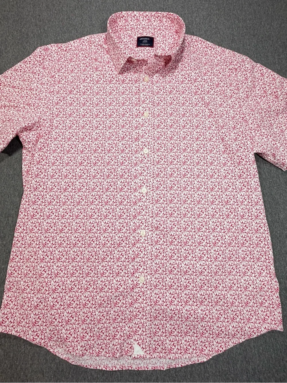 UNTUCKit Men's Short-Sleeve Button-Down Shirt Large Reg Fit Red Floral Print